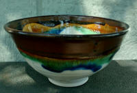 Bowl with multi-glaze white base.
